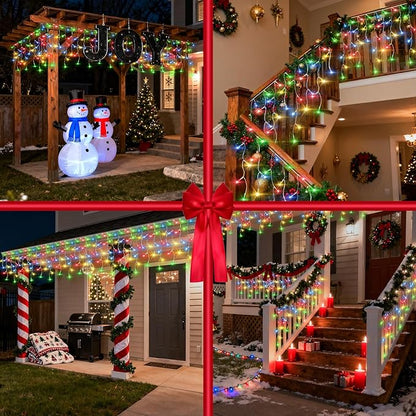 504 LED Fairy lights for Bedroom, 50ft Christmas Window Lights with 112 Drops 12 Modes, Dimmable Curtain Lights, String Lights Indoor Outdoor for Holiday Wedding Party Home Decorations, Multicolor