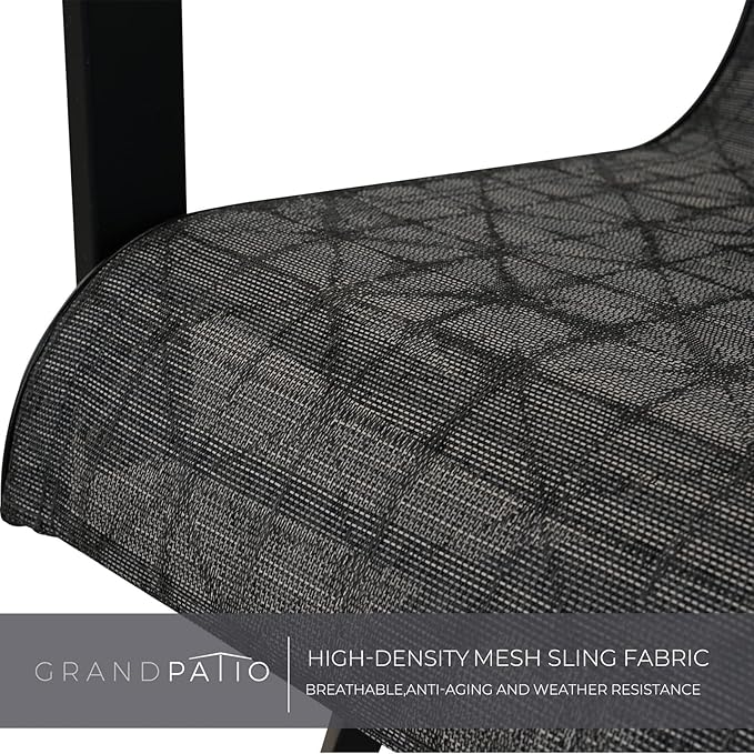Grand patio Outdoor Swivel Bar Stools with Armrests Backs, 24" Height Patio Chairs for Porch Deck, Set of 4, Outdoor Sling Fabric (Black&Grey Plaid, 4PC)
