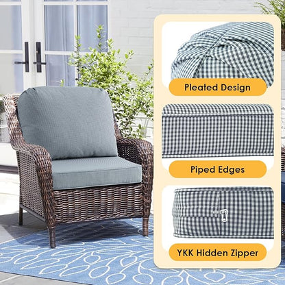 Outdoor Cushions for Patio Furniture Set of 2, 24"x24" Water Repellent Chair Cushions Removable Seat Bottom & Back Cushion Covers for Chair, Sofa, Couch, Black White Mini Check