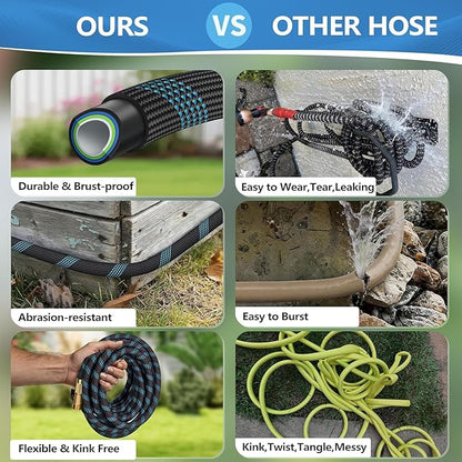 100 FT Non-Expandable Garden Hose, 2026 New Upgraded Flexible Water Hose, Ultra Lightweight Non-Expanding hoses with 10 Function Sprayer, Leak proof, Pressure Resistant for Yard, Outdoor