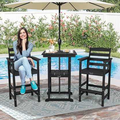 FUNBERRY Bar Height Outdoor Chair, Tall Adirondack Chair, All Weather HDPE Outdoor Bar Chairs for Bistro Patio Balcony