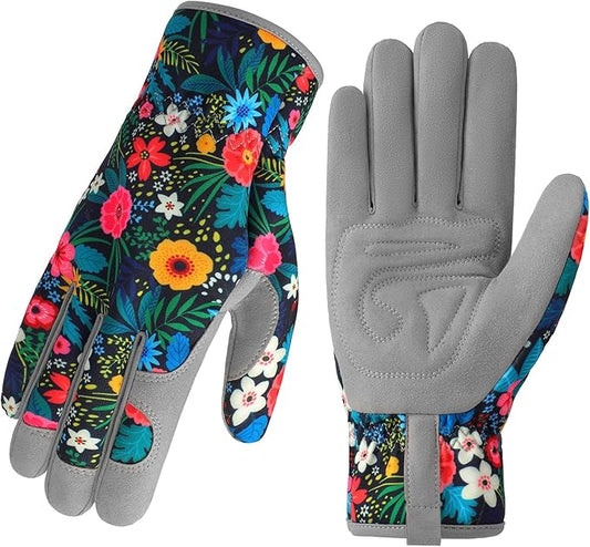 Trifabricy Gardening Gloves for Women, Breathable Leather Garden Gloves with Grip, Thorn-Proof Puncture-Resistant Work Gloves