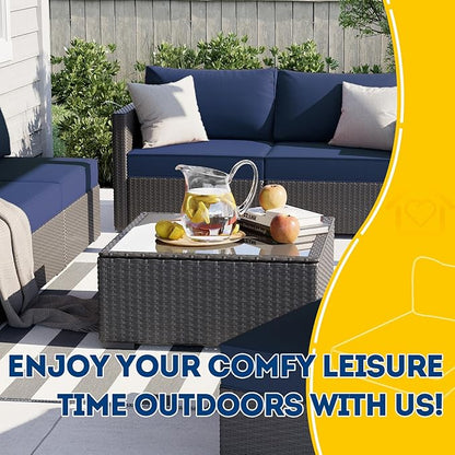 AAAAAcessories Outdoor Seat Cushions for Chairs, Fade-Resistant, Waterproof Patio Furniture Replacement Cushions, 23.5" x 25.5" x 5" + 23.5" x 13.5", Navy Blue