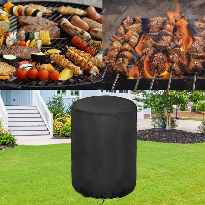 Smoker Cover for SUNLIFER 16" Round Charcoal Barbecue Grill, Waterproof Outdoor Smoker BBQ Cover Vertical Smoker Cover - 16" D x 32" H