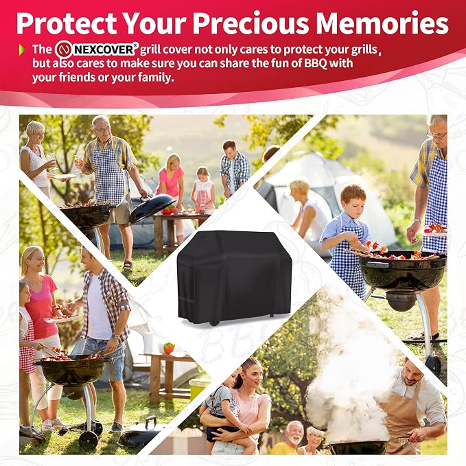 NEXCOVER Grill Cover - Heavy Duty BBQ Cover, 50 inch Waterproof Barbecue Cover, Weather Resistant, Fade Resistant, Rip-Proof, Anti-UV, Gas Grill Cover for Weber, Char Broil, Nexgrill Grills, Black