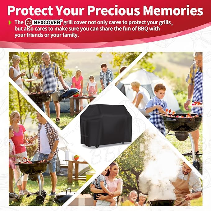NEXCOVER Grill Cover - Heavy Duty BBQ Cover, 50 inch Waterproof Barbecue Cover, Weather Resistant, Fade Resistant, Rip-Proof, Anti-UV, Gas Grill Cover for Weber, Char Broil, Nexgrill Grills, Black