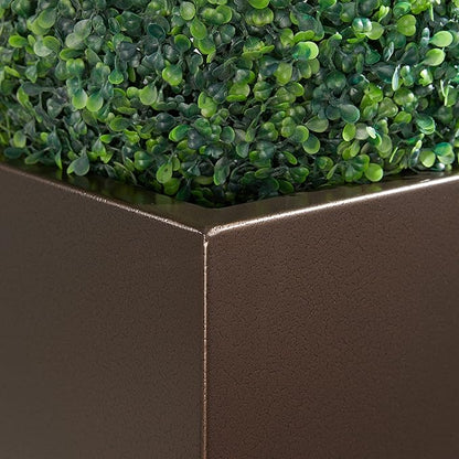 Wallowa Large Planter for Outdoor Plant 14Lx14Wx30H Inches Metallic Heavy Tall Planter Box for Outdoor & Indoor, Rectangular Flowerpot 25Lbs/PC, Espresso, No Assembly and Seamless, Set of 2