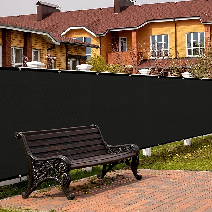 SPORTYOUTH 3ft x 50ft Fence Privacy Screen, Heavy Duty 150 GSM Fencing Mesh Shade Cover Windscreen with Brass Grommets for Outdoor Wall Deck Garden Backyard Porch, Cable Zip Ties Include, Black