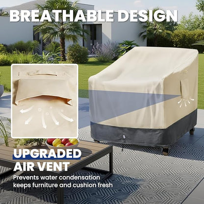 Extra Heavy Duty Patio Chair Covers Waterproof - 2 Pack Patio Furniture Seat Covers for Outdoor Swivel/ Rocking Chair/ Stackable Dining Chairs, with Air Vents, 28" W x 33" D x 38.5" H