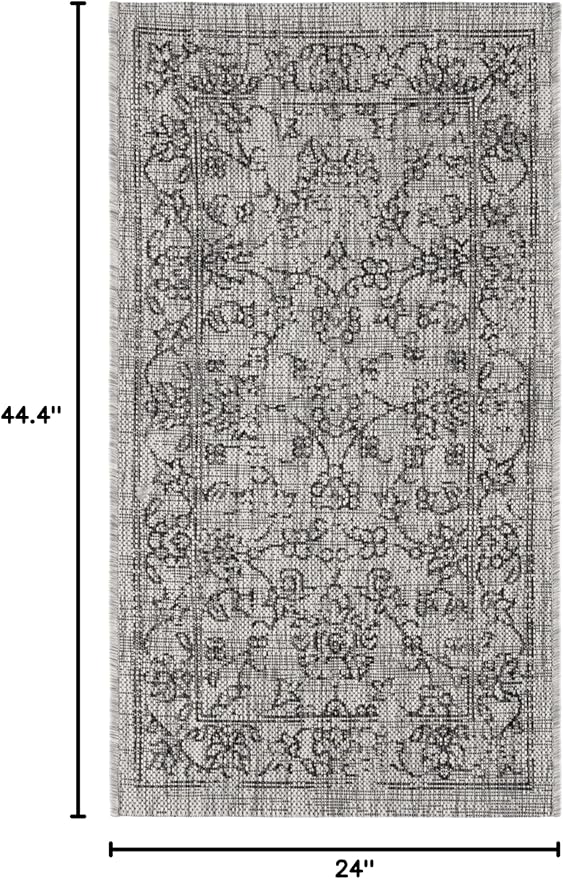 SAFAVIEH Courtyard Collection 2' x 3'7" Grey/Black CY8680 Indoor/ Outside Waterproof Easy cleansingPatio Backyard Mudroom Accent Mat