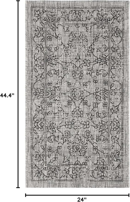 SAFAVIEH Courtyard Collection 2' x 3'7" Grey/Black CY8680 Indoor/ Outside Waterproof Easy cleansingPatio Backyard Mudroom Accent Mat
