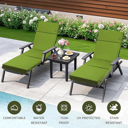 Outdoor Chaise Lounge Cushion 72" x 21" x 3", 4-Section Folding Patio Lounge Chair Cushion with Ties, Waterproof & Fade Resistant Replacement Cushion for Pool, Patio, Deck (Teal, 1 Pcs)