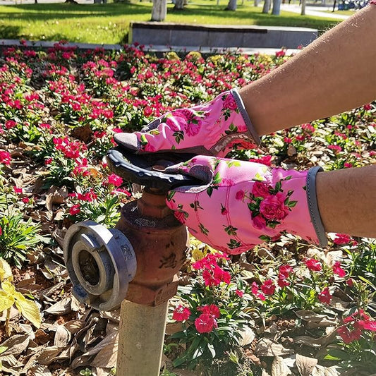 Leather Gardening Gloves for Women, Flexible Breathable Garden Gloves, Thorn Proof Working Gloves for Weeding, Digging and Pruning, Small, Pink