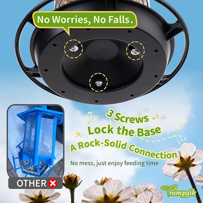 Outdoor Bird Feeder, Retractable Bird Feeder Hanging, Metal Hanger, Rainproof & Leak-Proof, Black, Pack of 2