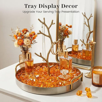DomeStar Orange Fake Ice Rocks, 150PCS Acrylic Gems Crystals Plastic Diamonds Centerpiece for Vase Fillers DIY Craft Wedding Party Table Scatter Burnt Orange Decorations