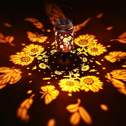 Cooo 4 Pack Solar Lanterns Outdoor Waterproof Sunflower Solar Pathway Lights Landscape Path Lights Christmas Lights Gifts for Women Mom Grandma for Garden Yard Patio Backyard Porch Decorations-Gold