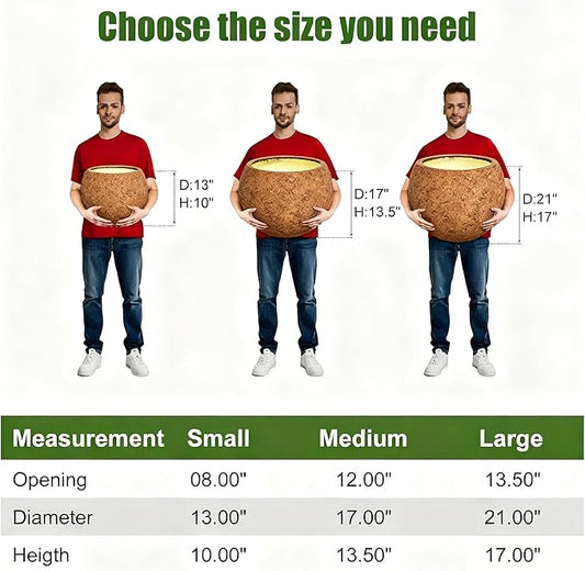 10 H x 14" Dia (10" Pot Opening) Round Fiberstone Planter with Drainage Hole, Indoor/Outdoor Large Plant Pot for Home Patio Garden, Ideal for Large Plants -Camel