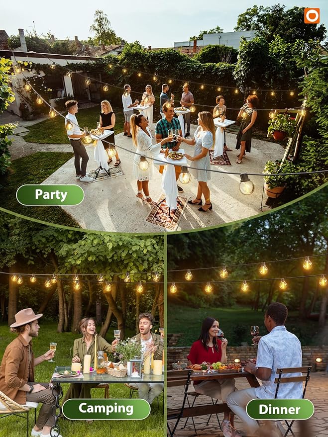 addlon 150FT Solar String Lights Outdoor Waterproof with Remote, Dimmable Commercial Grade Solar Powered String Lights with 80 LED Bulbs, Hanging Light for Camping Backyard Party Decor