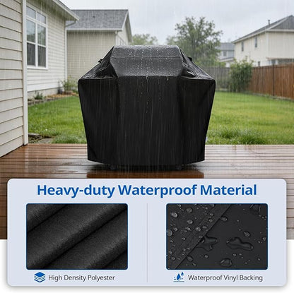 SunPatio Grill Cover 50 Inch, Outdoor Heavy Duty Waterproof Barbecue Gas Cover, UV & Fade Resistant, All Weather Protection Compatible for Weber CharBroil Kenmore Nexgrill Grills and More, Black