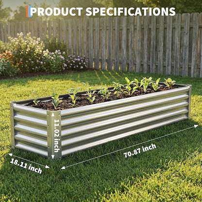 Raised Garden Bed, 6x1.5x1ft(2 Pack) Galvanized Raised Garden Beds Outdoor Planter Boxes Metal Patio Kit Planting Bed for Vegetables Flowers, Suitable for Backyard