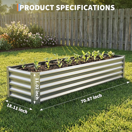 Raised Garden Bed, 6x1.5x1ft(2 Pack) Galvanized Raised Garden Beds Outdoor Planter Boxes Metal Patio Kit Planting Bed for Vegetables Flowers, Suitable for Backyard
