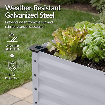 Best Choice Products 72x24x30in Non Toxic Galvanized Raised Garden Bed, Metal Elevated Planter Box, Vegetable Garden, 100% Non Toxic Materials - Moonlight Gray