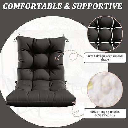 Patio Seat&Back Chair Cushions for Outdoor Furniture，Comfortable Cushions for Rocking/Dining/Lawn Chair-Set of 2