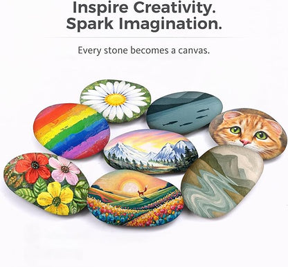 ROCART 24 PCS Extra Large 4.15-5.30" Smooth Natural River Rocks for Painting, Flat Painting Rocks & Craft Stones for Arts, DIY Projects & Creative Studios