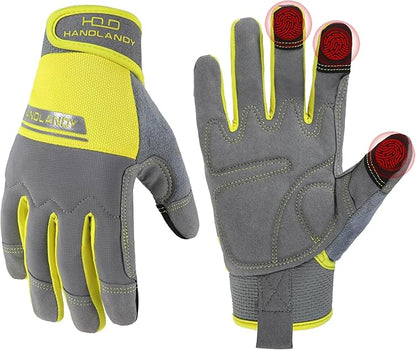 HANDLANDY Work Gloves for Men & Women, Utility Mechanic Working Gloves Touch Screen, Flexible Gardening Gloves for Yard