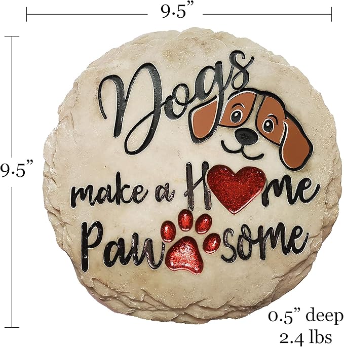 Spoontiques - Garden Décor - Dogs Make a Home Pawsome Stepping Stone - Decorative Stone for Garden (Pack of 10)