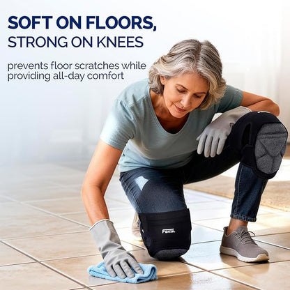FEATOL Gardening Knee Pads for Women Men, Soft Foam Cushioning & Wear-Resistant Kneepads, Non-Slip Floor-Safe Protection for Flooring, Cleaning, Work