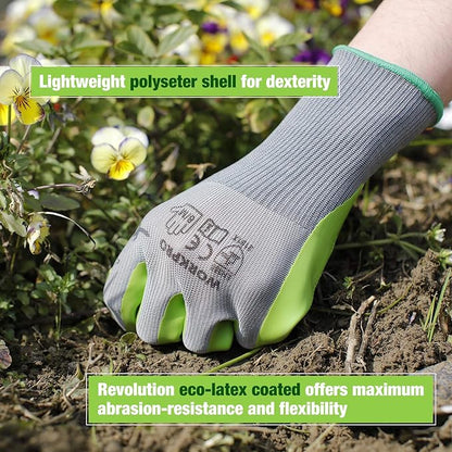 WORKPRO 6 Pairs Garden Gloves, Work Glove with Eco Latex Palm Coated, Gardening Gloves, Working Gloves for Weeding, Digging, Raking, and Pruning (Medium)