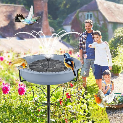 Bird Bath for Outside, Garden Freestanding Birdbath & Birdfeeder with Removable Bowl, Bird Baths Feeder for Outdoors Garden Patio Yard Lawn Decor, 5-Pronged Base & Easy to Clean(Grey)