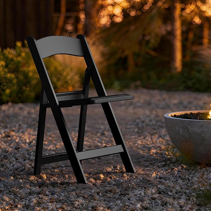 Nazhura Garden and Patio Folding Chair Set of 4 for Events and Wedding, Lightweight with Padded Seat, Water-Proof, Double Braced Frame, Non-Slip Feet, 900LB Capacity (Black)