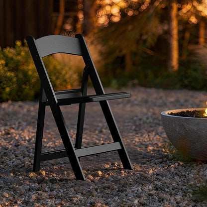 Nazhura Garden and Patio Folding Chair Set of 4 for Events and Wedding, Lightweight with Padded Seat, Water-Proof, Double Braced Frame, Non-Slip Feet, 900LB Capacity (Black)