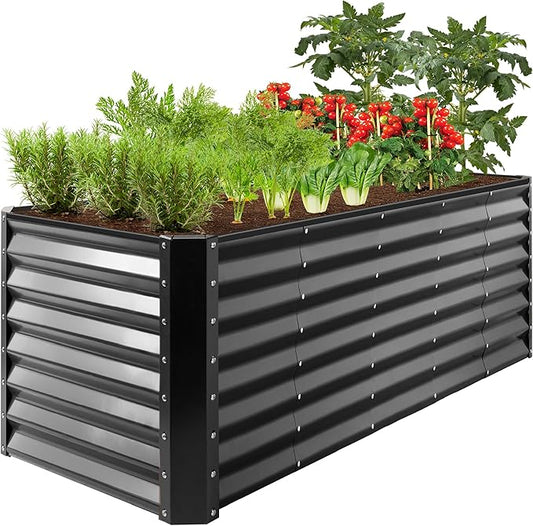 Best Choice Products 8x2x2ft Raised Outdoor Metal Garden Bed, Rectangular Planter Box for Herbs, Flowers, and Deep Root Vegetables w/ 240 Gallon Capacity - Gray