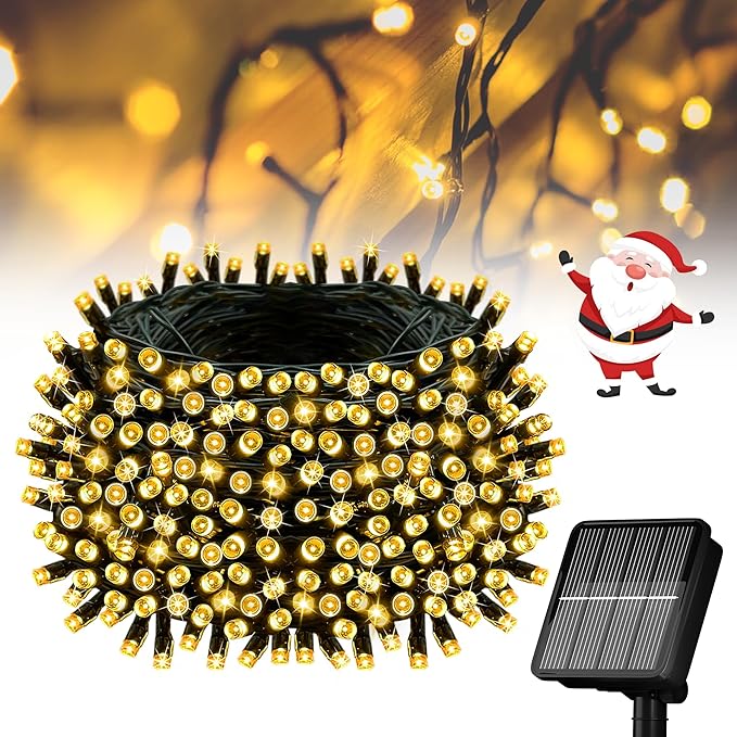 Solar String Lights for Outside, 39Ft 100 LED Solar String Lights Outdoor with 8 Modes ，Solar Christmas Lights Outdoor Waterproof for Yard, Fence,Balcony, Party,Christmas Tree Decorations (Warm White)