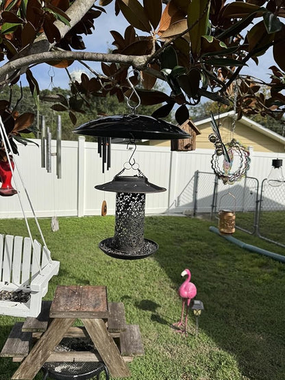 10-Inch Mini Hummingbird Feeder Rain Guard,Bird Feeder Dome Guard,Squirrel Baffle for Hanging Feeder in the Outdoors (Black), 4 Pack