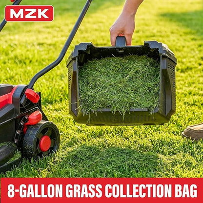MZK 20V 13" Electric Lawn Mower, Brushless Cordless Lawn Mower with 4-Position Height Adjustment, Walk-Behind Push Mowers with 8 Gallon Grass Bag, 2 x 4.0Ah Batteries & Charger Included, LM13B8