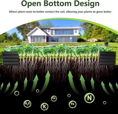 10×3×1FT(2PCS) Galvanized Raised Garden Bed Kit Metal Planter Boxes,Large Outdoor Planters Garden for Planting Vegetables,Flowers,Herbs -Black
