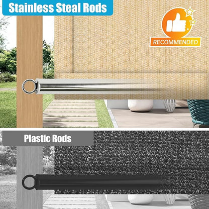 Shade&Beyond 6' W × 18' L Pergola Shade Cover Wheat Pergola Cover Canopy Replacement Shade Cloth for Garden, Patio, Deck, Porch with Grommets and Rods(Make Custom Size)