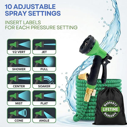J&B XpandaHose 100ft Expandable Garden Hose – Ultra-Strong 3750D, 4-Layer Latex Core, Brass 3/4" Connectors, 10-Pattern Nozzle & Storage Bag – Lightweight, Kink-Reducing, Leak-Resistant