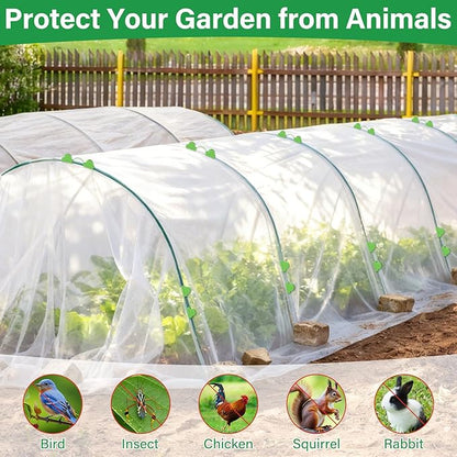 Garden Mesh Netting Kit for Raised Beds, 10x33FT Ultra Fine Mesh Netting&6 Sets 8FT Fiberglass Garden Hoops, Insect Netting Row Cover, Pest Barrier Protection for Vegetable Fruits Flowers
