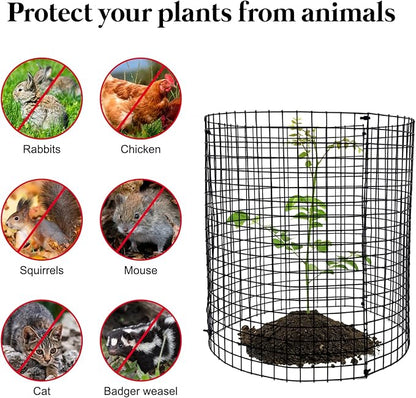15 PCS Round Plant Protector from Animals, 5 Pack 12'' x 12'' Metal Plant Cages， Metal Mesh to Keep Animals Out, Garden Protection Bunny Barricades, Wire Plant Protectors for Rabbits Chicken Duck