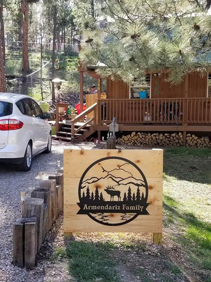 RealSteel Personalized Elk Metal Wall Art – Custom Rustic Home Decor with Mountain Landscape, Perfect for Indoor & Outdoor Spaces, Hunting Lodge, Cabin, or Farmhouse Decoration