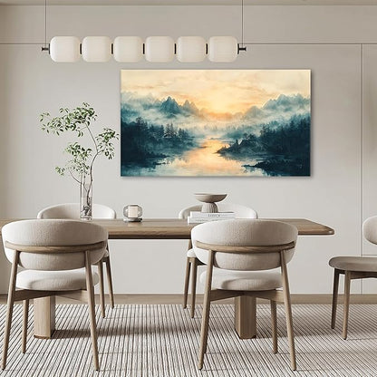 JLXART Landscape Canvas Wall Art Beautiful Lake Mountain Nature Scenic Picture Print Sunrise for Living Room Forest National Park Scenery Artwork Painting Decor,Inner Frame 20x40inch