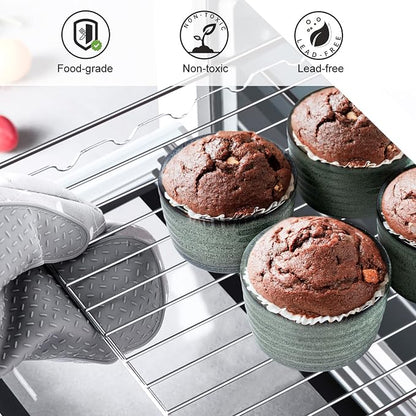 Ramekin Set, UNICASA 8 oz Creme Brulee Ramekins, Oven Safe Baking Set for Custard, Pudding, Souffle Cups, Reactive Gray (Green, 8oz x 2pc)