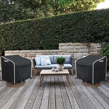 AKEfit Outdoor Swivel Lounge Chair Cover 2 Pack,Heavy Duty Waterproof Patio Chair Covers for All-Weather Protection Outdoor Lawn Furniture, Black-30W X 34D X 38.5H inches