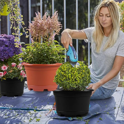 Outdoor Flower Pots 5 Packs 13 inch pots for Plants Modern Decorative Garden Pot with Saucer, Lightweight Large Resin Planters for Indoor Plants,Decorative Resin Plant pots