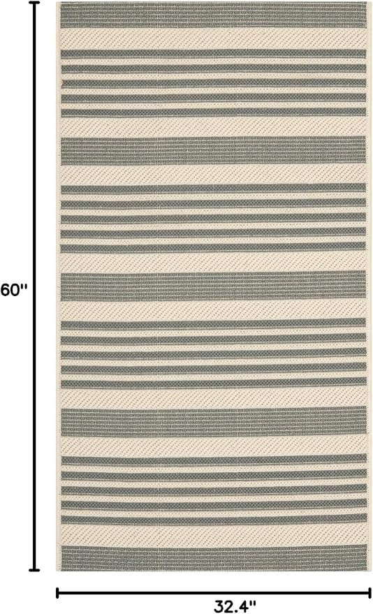 SAFAVIEH Washable Rug Outdoor Courtyard Collection - 2'7" x 5', Grey & Bone, Non-Shedding & Easy Cleaning, Ideal for Patio, Backyard, Mudroom (CY6062-236)